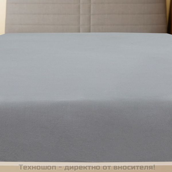 Чаршаф с ластик, сив, 140x200 см, памук