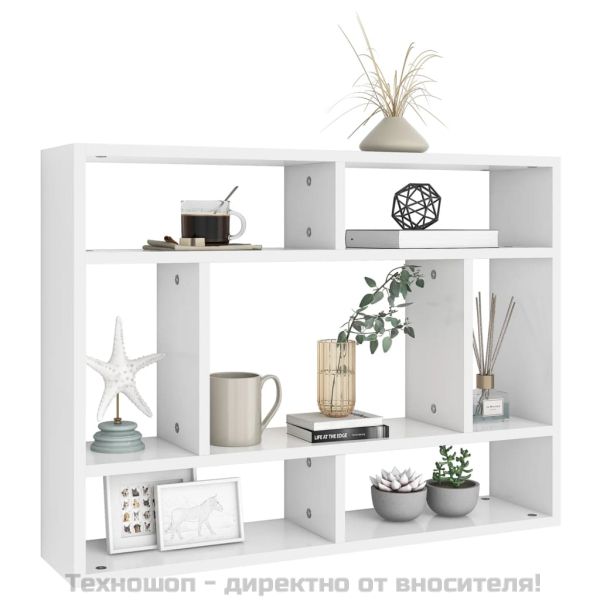 Стенен рафт, бял, 75x16x55 см, инженерно дърво