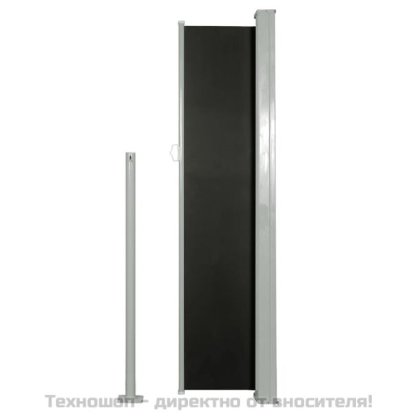 Прибираща се странична тента, 140х314 см, черна