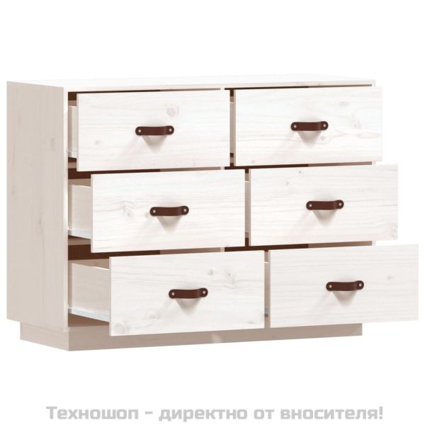 Сайдборд, бял, 100x40x75 см, бор масив