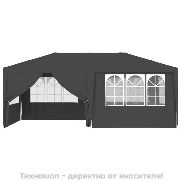 Професионална парти шатра със стени 4х6 м антрацит 90 г/м²