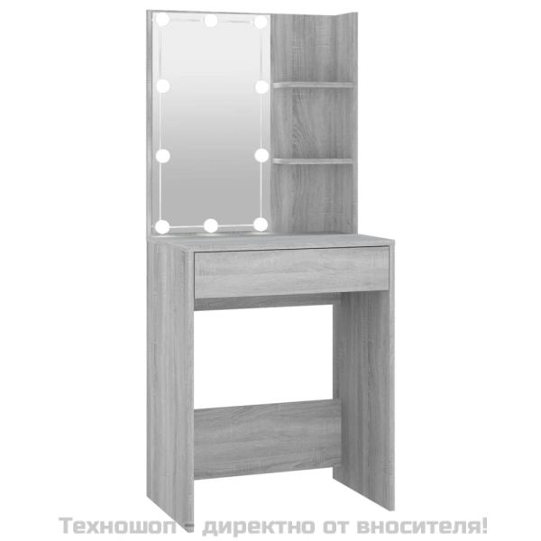 Тоалетка с LED, сив сонома, 60x40x140 см