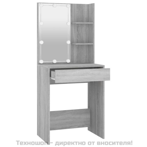 Тоалетка с LED, сив сонома, 60x40x140 см