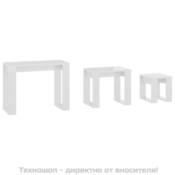 Стифиращи маси, 3 бр, бял гланц, инженерно дърво