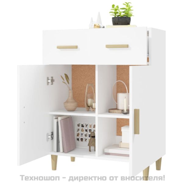 Сайдборд, бял, 69,5x34x89 см, инженерно дърво