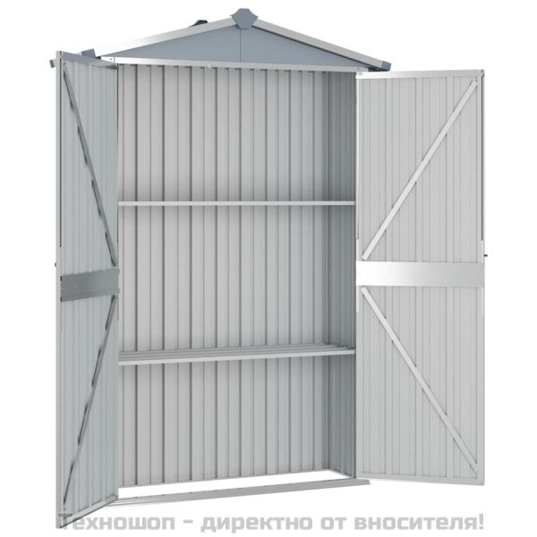 Градинска барака, сива, 116x45x175 см, поцинкована стомана