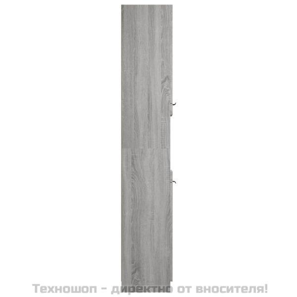Шкаф за баня, сив сонома, 32x34x188,5 см, инженерно дърво