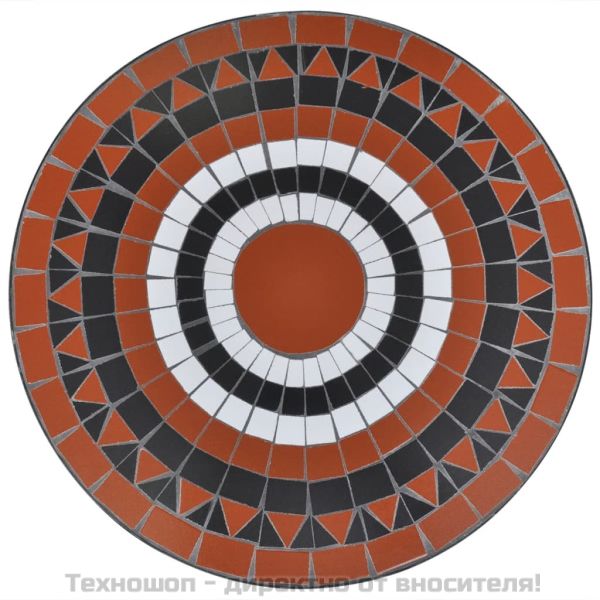 Бистро маса, теракота и бяло, 60 см, мозайка