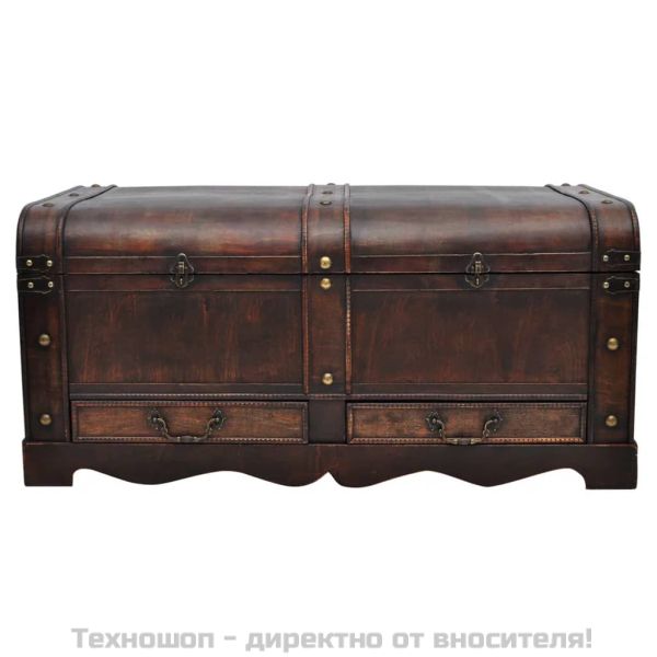 Дървен голям сандък, черен