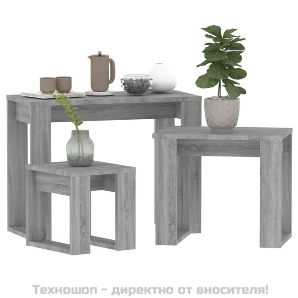 Стифиращи маси, 3 бр, сив сонома, инженерно дърво