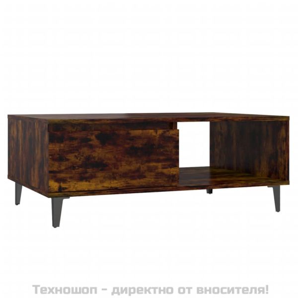 Кафе маса, опушен дъб, 90x60x35 см, инженерно дърво