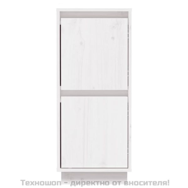 Сайдборд, бял, 31,5x34x75 см, бор масив