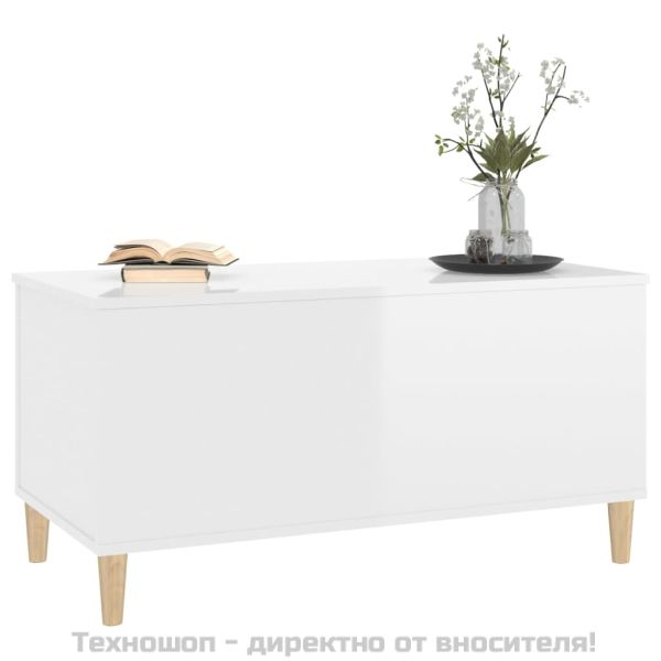Кафе маса, бял гланц, 90x44,5x45 см, инженерно дърво