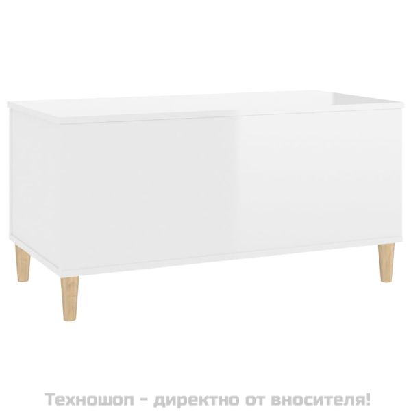 Кафе маса, бял гланц, 90x44,5x45 см, инженерно дърво
