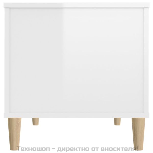 Кафе маса, бял гланц, 90x44,5x45 см, инженерно дърво