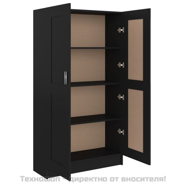 Библиотека, черна, 82,5x30,5x150 см, ПДЧ