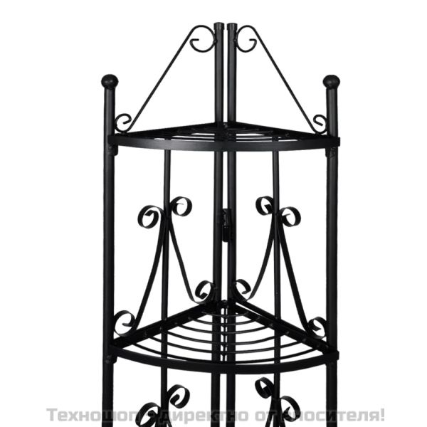 Ъглова етажерка за цветя, черна