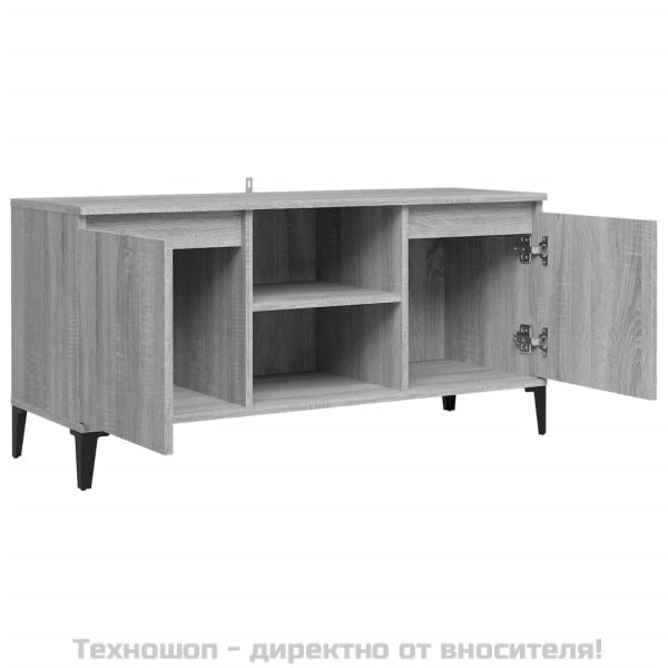 ТВ шкаф с метални крака, сив сонома, 103,5x35x50 см