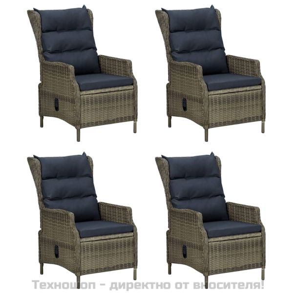 Градински трапезен комплект от 5 части, кафяв, полиратан