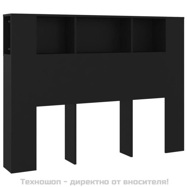 Табла за легло тип шкаф, черна, 140x18,5x104,5 см
