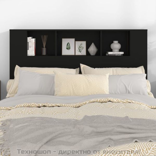 Табла за легло тип шкаф, черна, 140x18,5x104,5 см