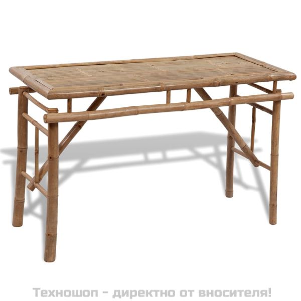 Маса за бира с 2 пейки, 100 см, бамбук