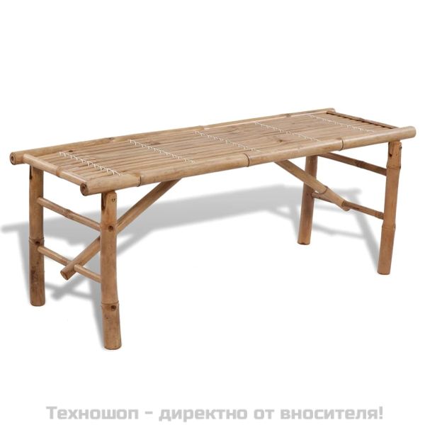 Маса за бира с 2 пейки, 100 см, бамбук