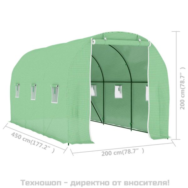 Оранжерия 9 м² 4,5x2x2 м