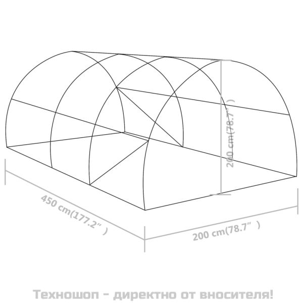 Оранжерия 9 м² 4,5x2x2 м