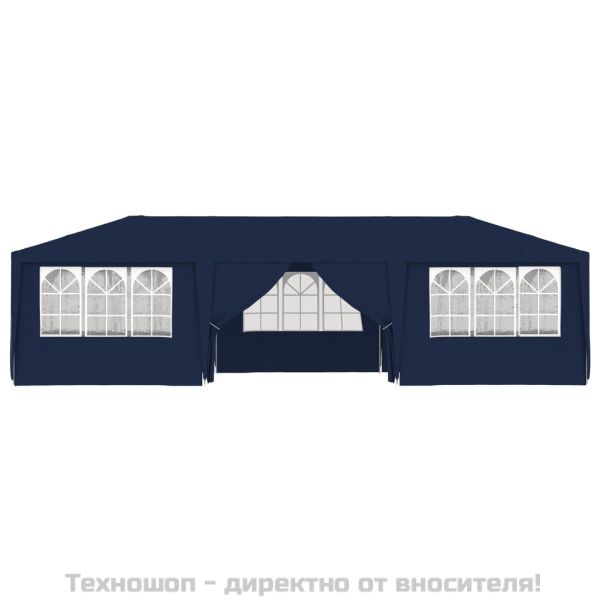 Професионална парти шатра със стени 4x9 м синя 90 г/м²
