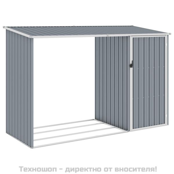 Градинска барака за дърва сива 245x98x159см поцинкована стомана