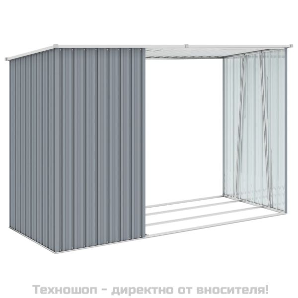Градинска барака за дърва сива 245x98x159см поцинкована стомана
