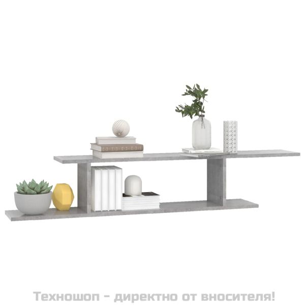 Стенен ТВ рафт, бетонно сив, 125x18x23 см, инженерно дърво