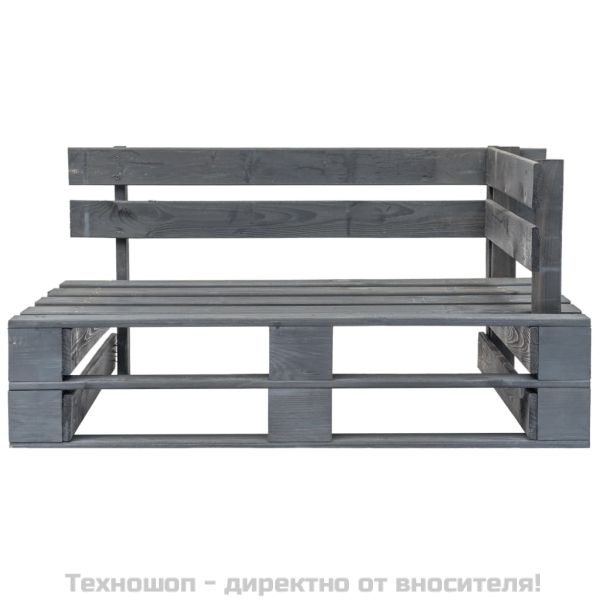 Градинска ъглова пейка от палети, дърво, сива