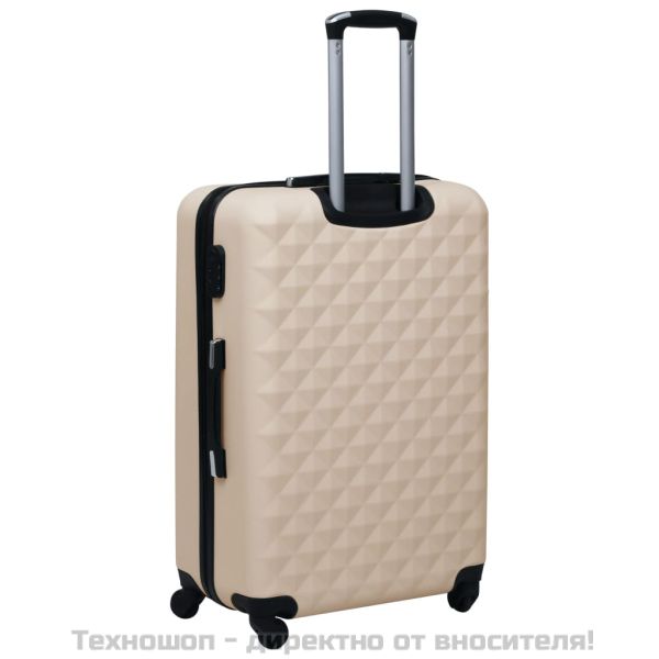 Комплект твърди куфари с колелца, 3 бр, златист, ABS