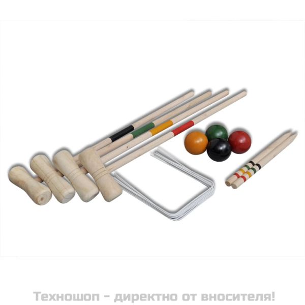 Комплект от 4 дървени крокет стика