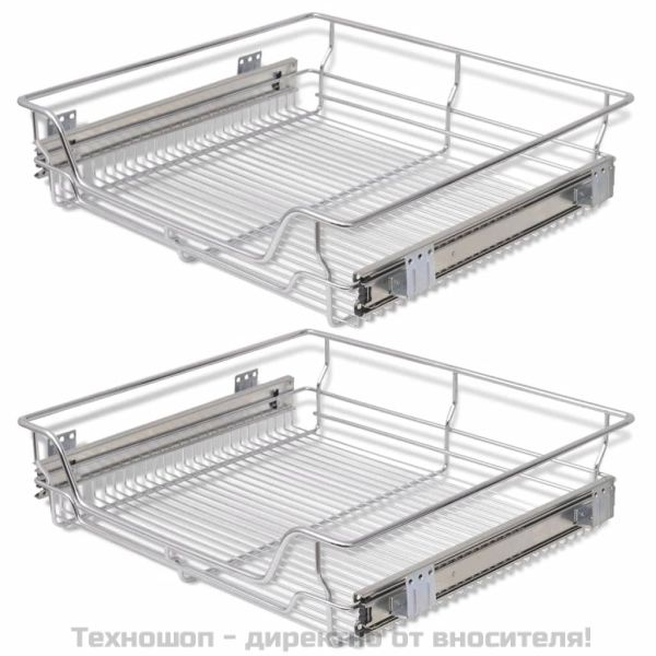 Плъзгащи се телени кошници, 2 бр, сребристи, 600 мм