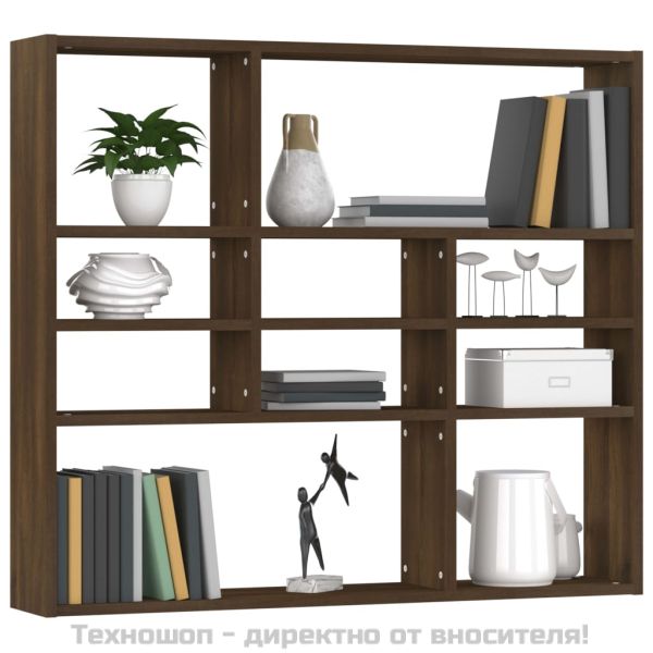 Стенен рафт, кафяв дъб, 90x16x78 см, инженерно дърво