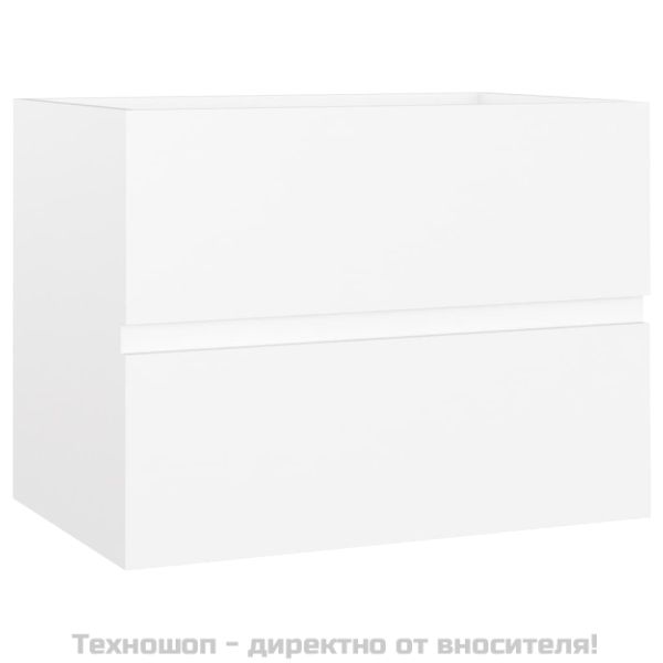 Комплект мебели за баня от 2 части, бял, инженерно дърво
