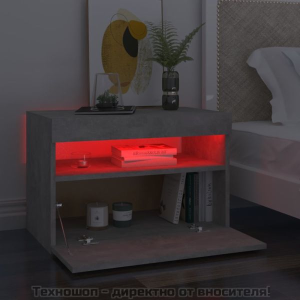 ТВ шкафове с LED осветление 2 бр бетонно сиви 60x35x40 см