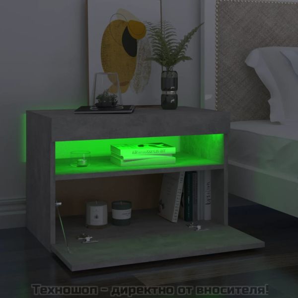 ТВ шкафове с LED осветление 2 бр бетонно сиви 60x35x40 см