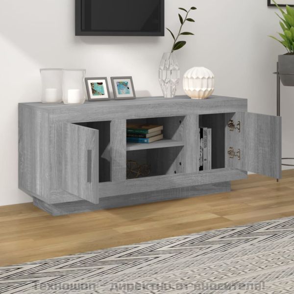 ТВ шкаф, сив сонома, 102x35x45 см, инженерно дърво