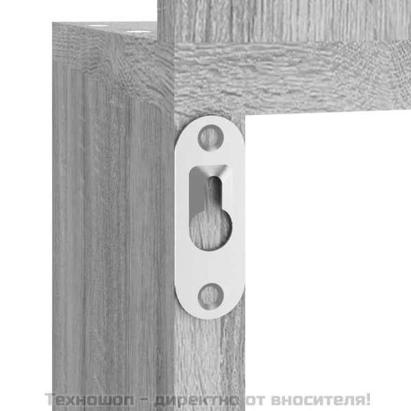 Стенен ъглов рафт, сив сонома, 20x20x127,5 см, инженерно дърво