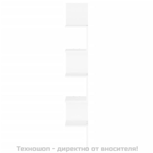 Стенен ъглов рафт, бял, 20x20x127,5 см, инженерно дърво