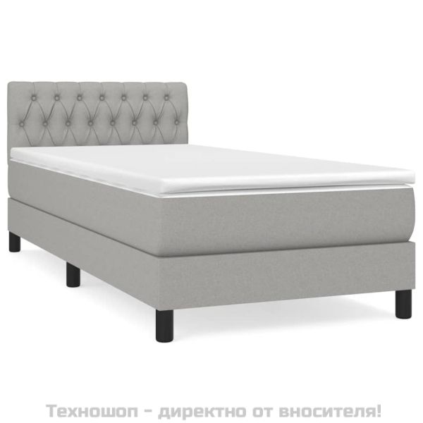 Боксспринг легло с матрак, светлосиво, 90x200 см, плат