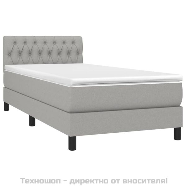 Боксспринг легло с матрак, светлосиво, 90x200 см, плат