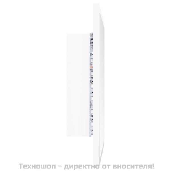 LED огледало за баня, бяло, 40x8,5x37 см, акрил