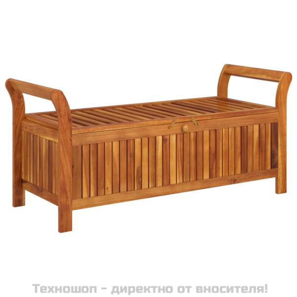 Градинска пейка за съхранение с възглавница 126 см акация масив