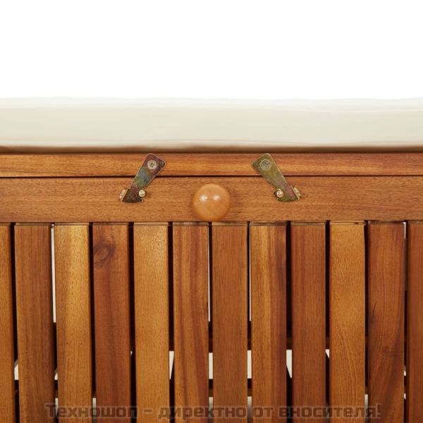 Градинска пейка за съхранение с възглавница 126 см акация масив