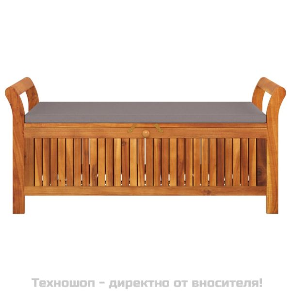 Градинска пейка за съхранение с възглавница 126 см акация масив
